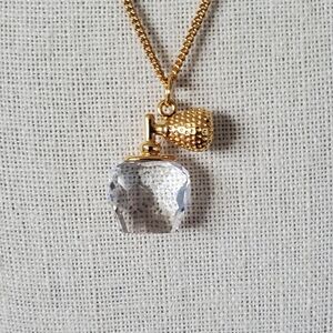 Swarovski Crystal Elements Gold Tone Perfume Atomizer Pendant Necklace
